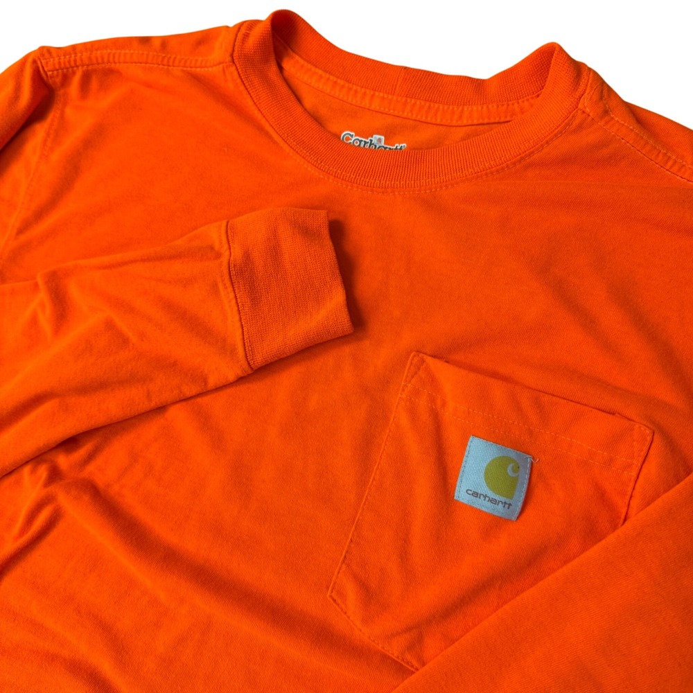 Carhartt Mens K227 BOG Long Sleeve Pocket T-Shirt Orange Size M Polyester